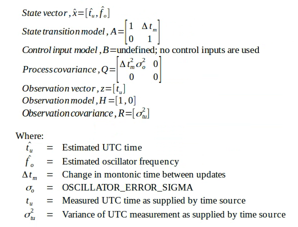 Figure 2 - Kalman Filter Parameters This figure presents the Kalman filter parameters and defines terms used.