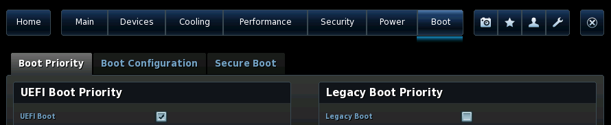 Visual BIOS Boot Priority tab