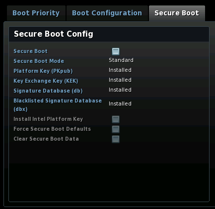 Visual BIOS Secure Boot