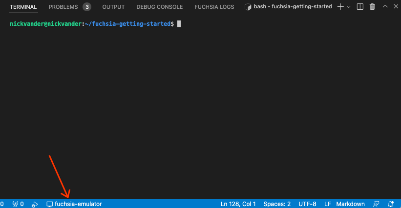 這張圖片顯示如何將 Fuchsia VS Code 擴充功能連結至 Fuchsia 裝置。