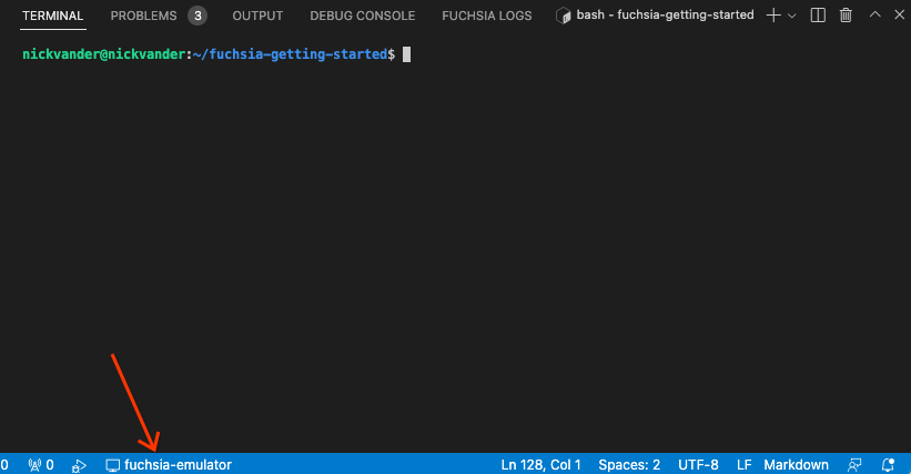 This figure shows the how to connect the Fuchsia VS Code extension
     to a Fuchsia device.