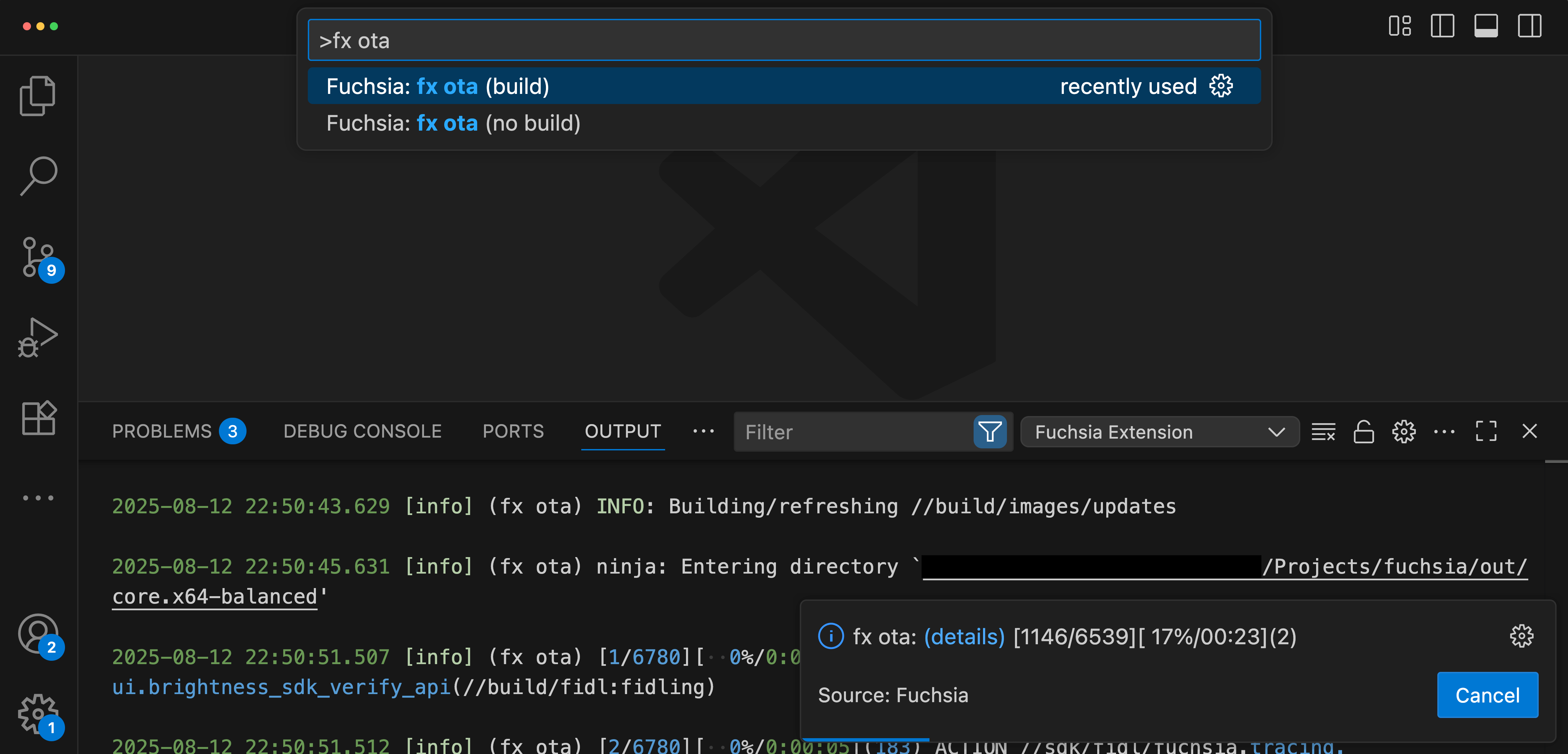 This figure shows an ota update with details of the build.