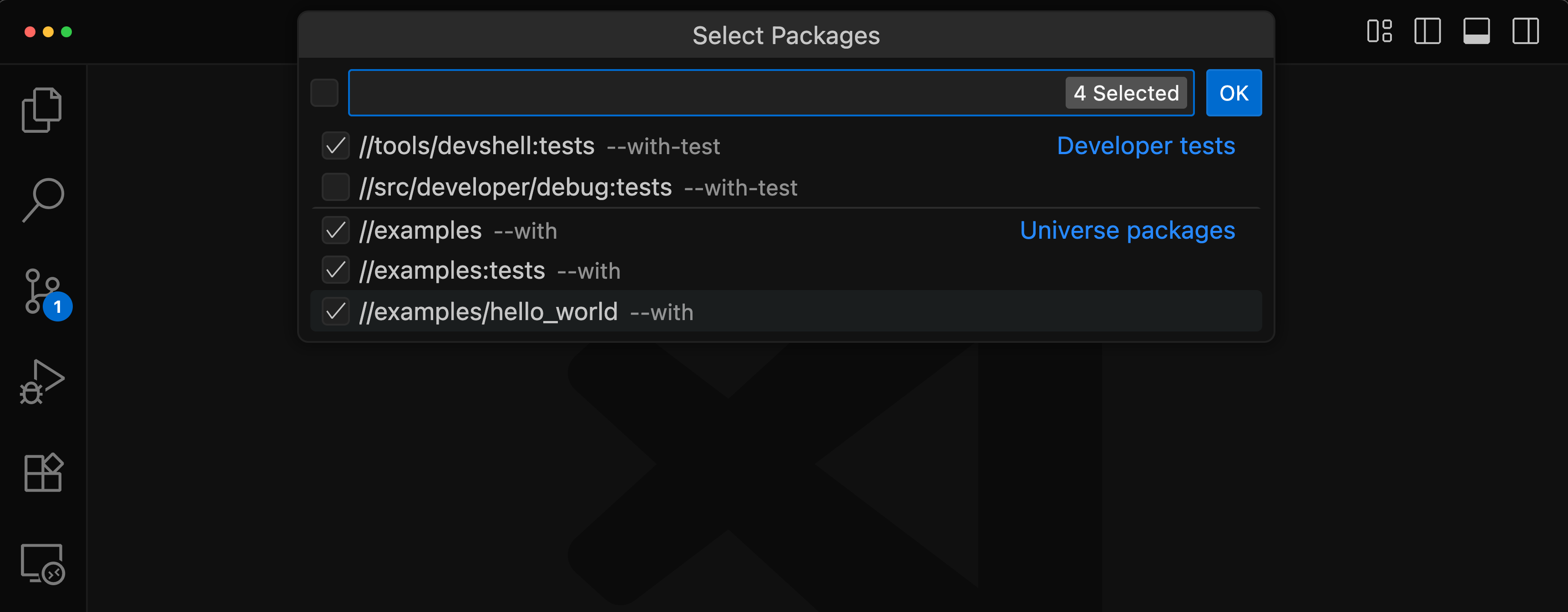 This figure shows the history list of packages from fx set.