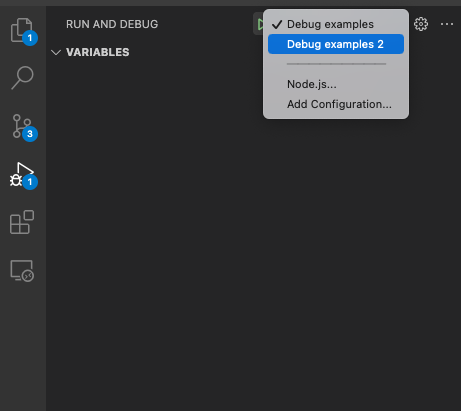 此圖顯示如何在 VS Code 中變更偵錯設定檔。