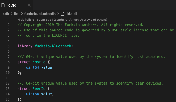 這張圖片顯示 VS Code 中 FIDL 檔案的語法醒目顯示。