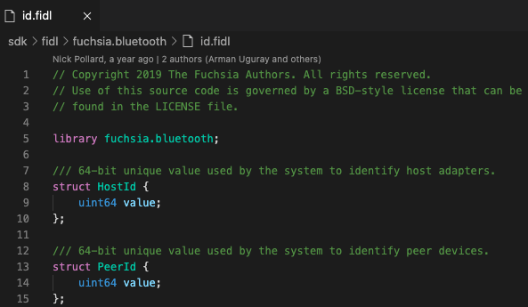 This figure shows syntax highlighting for FIDL files in VS Code.